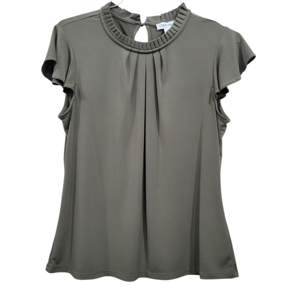Calvin Klein Gray Pleated Blouse